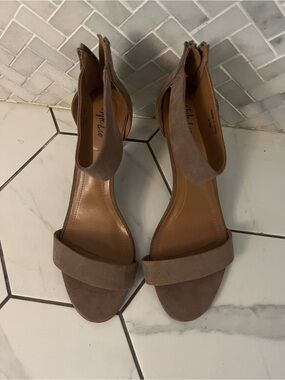 Style & Co. Taupe Suede Ankle-Strap Heels